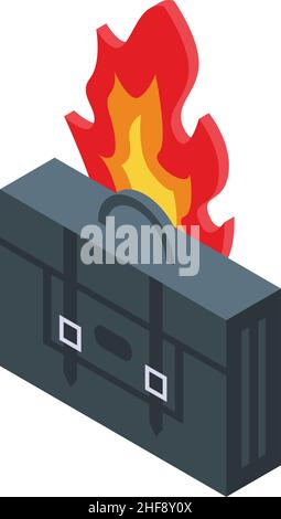 Fired briefcase icon isometric vector. Rush work. Office time Stock Vector
