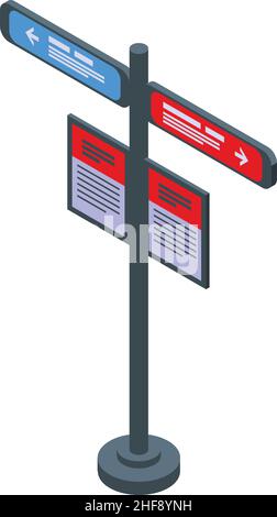 Metro direction pillar icon isometric vector. Subway ticket. Card machine Stock Vector