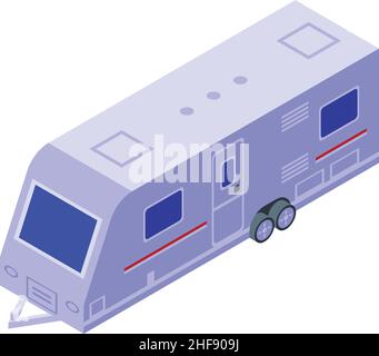 Camper trailer icon isometric vector. Camp caravan. Car van Stock Vector