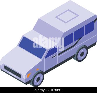 Motorhome car icon isometric vector. Camp trailer. Camper rv Stock Vector