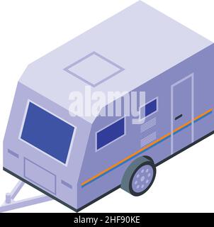 Motorhome icon isometric vector. Camp trailer. Camper rv Stock Vector