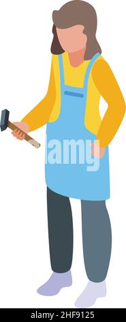 Mom work icon isometric vector. Mother house. Woman kitchen Stock Vector