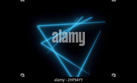 Abstract background with neon triangles. Seamless loop. Neon Triangular Electric Techno Lights. Blue and Pink Laser beams with grid. Seamless loop. Stock Photo
