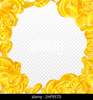 Swiss franc coins falling. Fancy scattered CHF coins. Switzerland money. Pleasant jackpot, wealth or success concept. Vector illustration. Stock Vector