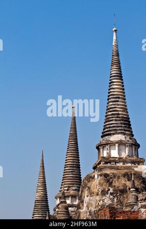 famous temple area Wat Phra Si Sanphet, Royal Palace in Ajutthaya Stock Photo