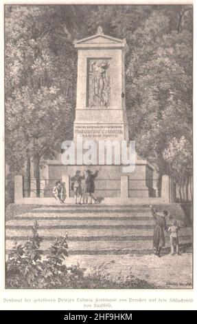 SCHINKEL (c1823) Denkmal des gefallenen Prinzen Ludwig Ferdinand von Preußen auf dem Schlachtfeld von Saalfeld. Stock Photo