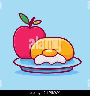 healthy breakfast food isolated cartoon vector illustration in outline flat style Stock Vector
