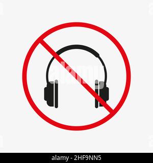 No headphones sign. Headphones ban vector icon Stock Vector