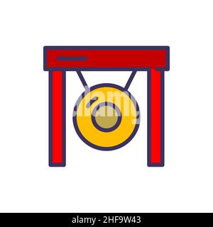 Gong color icon. Pixel perfect, editable stroke Stock Vector
