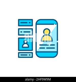 Smartphone with social media feed notifications. Pixel perfect, editable stroke color icon Stock Vector