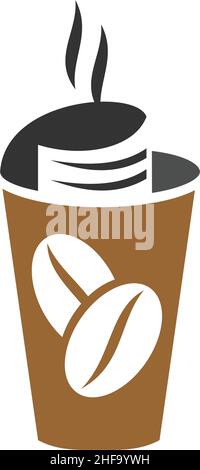 Coffee Cup News Icon Illustration Brand Identity Stock Vector