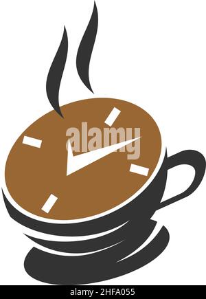 Coffee Cup Time Icon Illustration Brand Identity Stock Vector