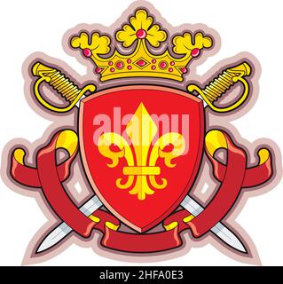 Shield, Ribbons, Crown ,Heraldry fleur-de-lys Stock Vector
