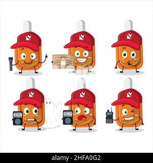 Ghost hunter cartoon orange correction pen character using camera. Vector illustration Stock Vector