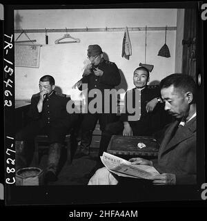 Scores of allied prisoners were released by Navy and Marine Corp men at Saitama prefecture, a Franciscan Convent 30... Stock Photo