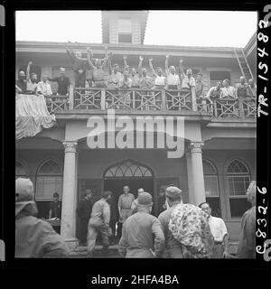 Scores of allied prisoners were released by Navy and Marine Corp men at Saitama prefecture, a Franciscan convent 30... Stock Photo