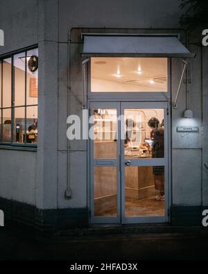 Nagoya, Aichi, Japan - Suripu, famous bakery cafe near Tsuruma Park. Villagers standing in line for buying delicious breads and coffee. Stock Photo