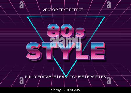 80s style vector text effect fully editable. easy to use Stock Vector