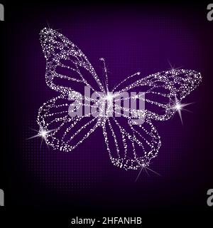 Shining crystal butterfly. Vector illustration Stock Vector