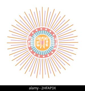 Sun print boho minimalist printable wall art geometric abstract sunset print bohemian art work vector. Stock Vector