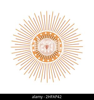 Sun print boho minimalist printable wall art geometric abstract sunset print bohemian art work vector. Stock Vector