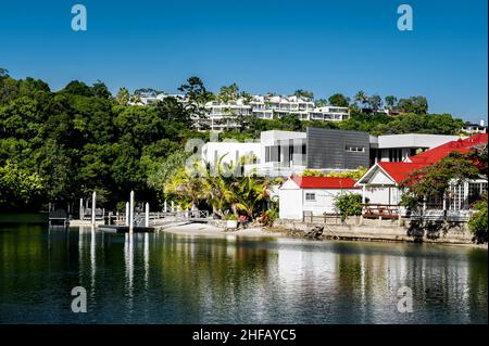 Waterfront houses in famous Noosa Heads. Stock Photo