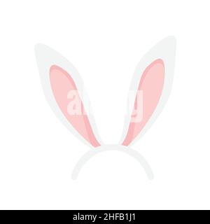Easter bunny ears mask. Ostern spring bunny ears hat on a white ...