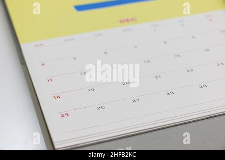 December 25th Christmas Day on 2022 Calendar on a White Desk Stock Photo