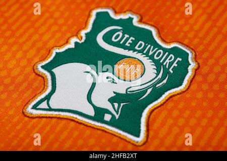 Close up of Ivory Coast National Football team kit. Stock Photo