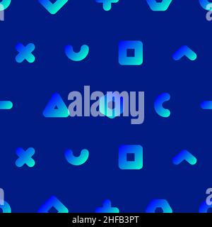 Seamless geometric shapes abstract modern pattern. Cool background with square, circle, triangle. Memphis style template. Vector trend illustration Stock Vector