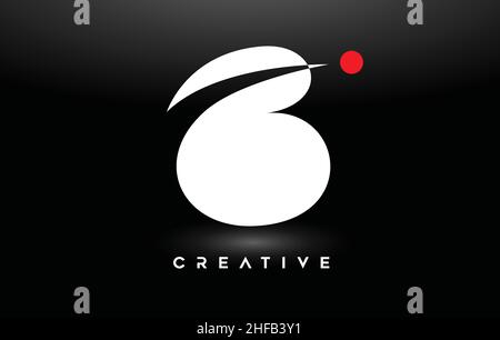 B letter Logo Design with Minimalist Icon Vector and Red dot Illustration. Abstract B Letter Design Logo with Negative Space Design Vector. Stock Vector