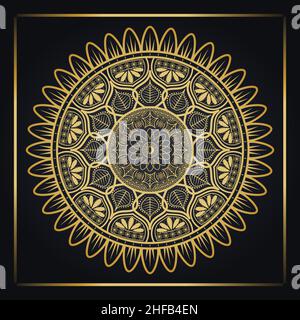 Luxury and Royal Ornamental Mandala Design in Golden Color with the background Stock Vector