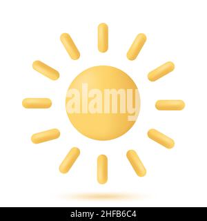 3d yellow sun vector icon Stock Vector