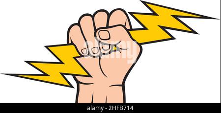 Hand Holding Lightning Bolt (Fist) vector illustration Stock Vector