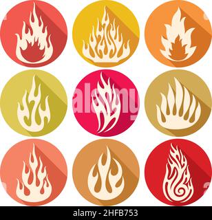 Set of vector flames icons Stock Vector