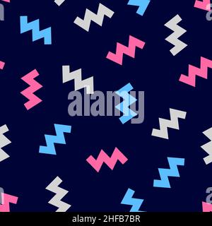 Memphis geometric seamless pattern. Abstract modern background with zigzag. Hipster cover for brochure. Fashion template in mamphis style. Vector patt Stock Vector