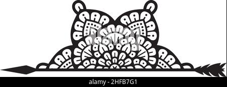 Half mandala and arrow symbol vector illustration Stock Vector