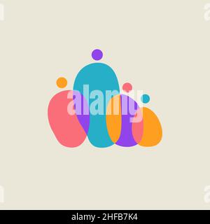 Family abstract logo. Happy people modern icon. Family creative symbol. Parenthood concept Stock Vector