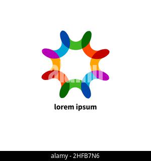 Teamwork icon, unity of people logo. Friendship, family abstract round symbol. Business community sign. Networking flat concept Stock Vector