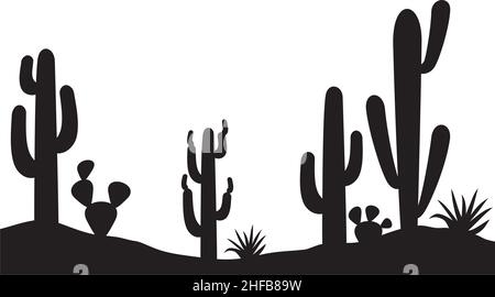 Desert landscape with cactus and plants vector illustration Stock Vector