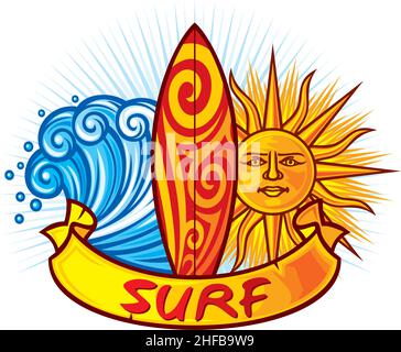 Surf board design vector illustration Stock Vector Image & Art - Alamy