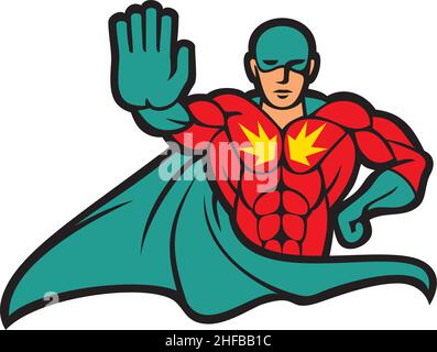 Superhero gesturing stop sign vector illustration Stock Vector