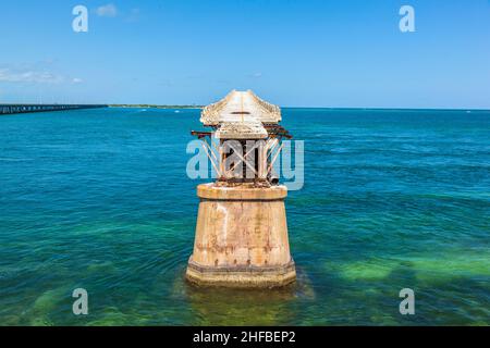 The old Railroad Bridge on the Bahia Honda Key in the Florida keys Stock Photo