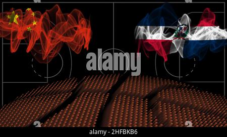 China vs Dominican Republic Basketball, smoke flag, Sport game Stock Photo