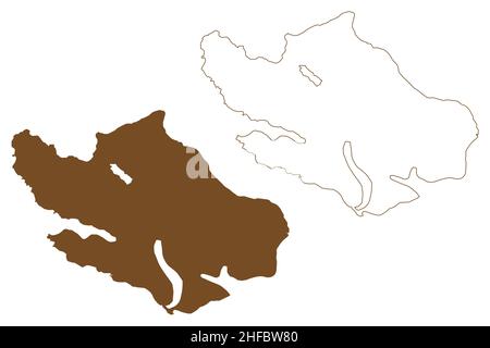 Vagar island (Kingdom of Denmark, Faroe Islands) map vector illustration, scribble sketch Vago map Stock Vector