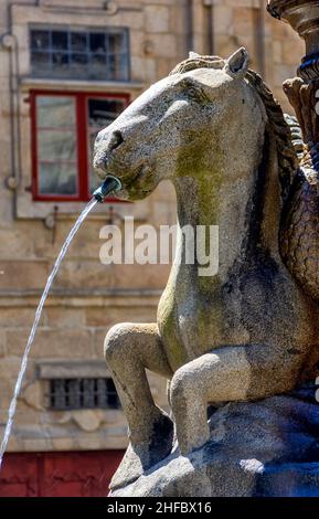 Fuente de los caballos en la plaza de platerias, Santiago de compostela Stock Photo