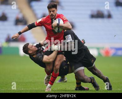 Toulouse's Romain Ntamack (left) and Pita Ahki show their dejection during  the Heineken Champions Cup, Pool A match at Coventry Building Society Arena,  Coventry. Picture date: Saturday January 15, 2022 Stock Photo - Alamy