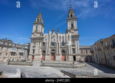 Exterior facade of the Cathedral of Lugo in Galicia Spain Stock Photo