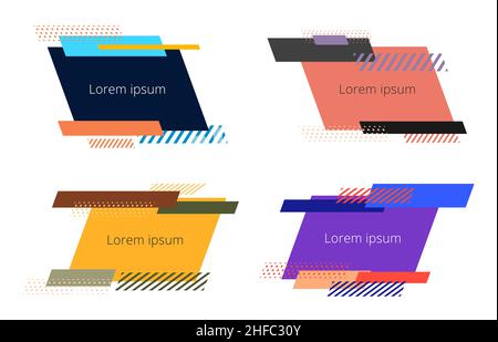 Set of geometric shapes badges elements isolated on white background minimal trendy minimal design. Vector graphic illustration Stock Vector