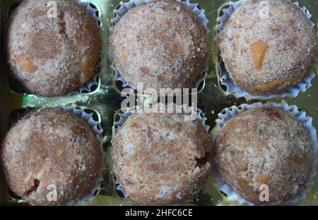 Delicious atta laddoo inside a box closeup Stock Photo